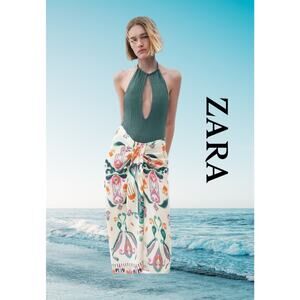 Zara Skirt Women's XS Sarong Colorful Printed Wrap Knot Artsy